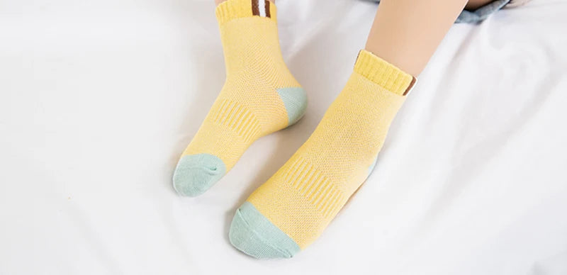 5Pairs/lot 2-9Y Baby Socks Summer Cotton Color Patchwork Kids Socks Colorful Girls Mesh Cute Newborn Boys Toddler Socks Baby