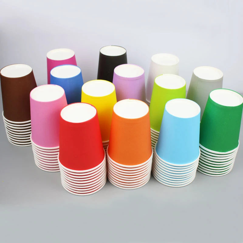 10PCS 9oz/250ml Solid Color Thick Paper Cup Disposable Cup Wedding Birthday Party Disposable Tableware Disposable Paper Cup Set