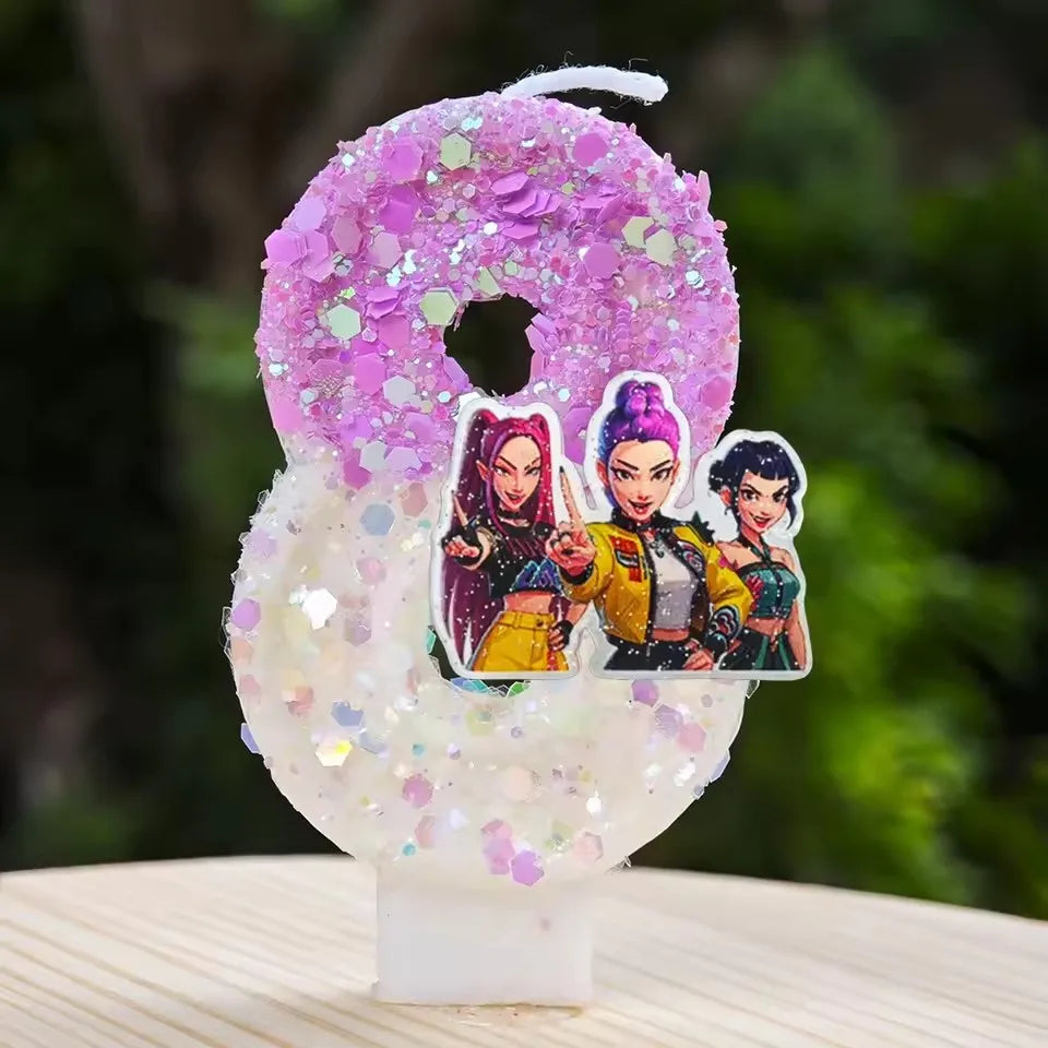 Hot Cute Girl Group Hunter's Digital Candle Numbers 0-9 Kids Birthday Cake Decoration Cartoon Party Supplies Accessory