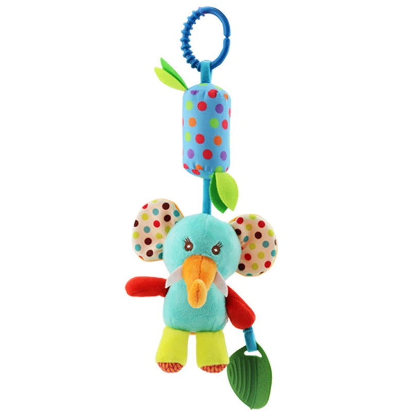 Soft plush giraffe and zebra handbells with rattles and teether, ideal infant baby development toys for newborns by I YAN.