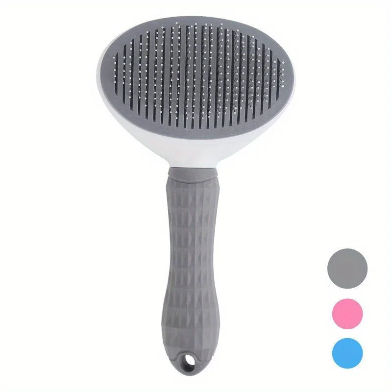 I YAN self-cleaning pet brush for dogs and cats, grooming comb with hair remover and dematting tool for shedding.