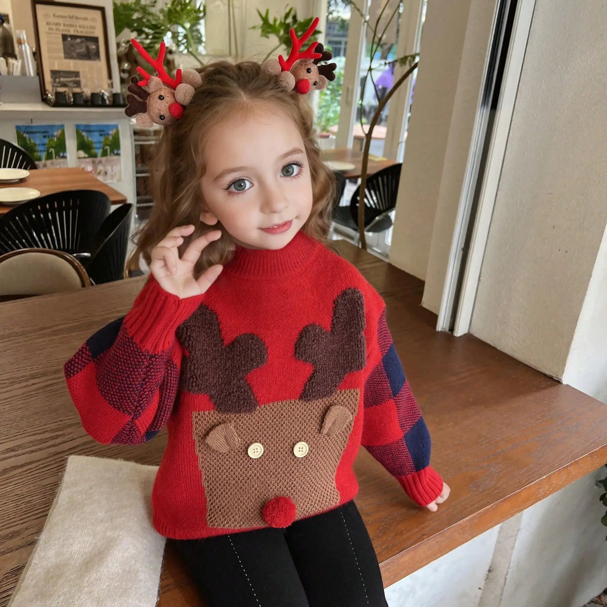 Christmas cartoon deer red sweater