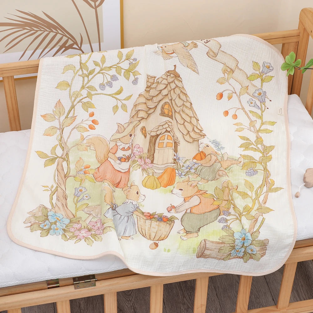 Newborn Baby Bath Towel Class A Pure Cotton Gauze – Soft Absorbent Children's Blanket for All Seasons - I YAN