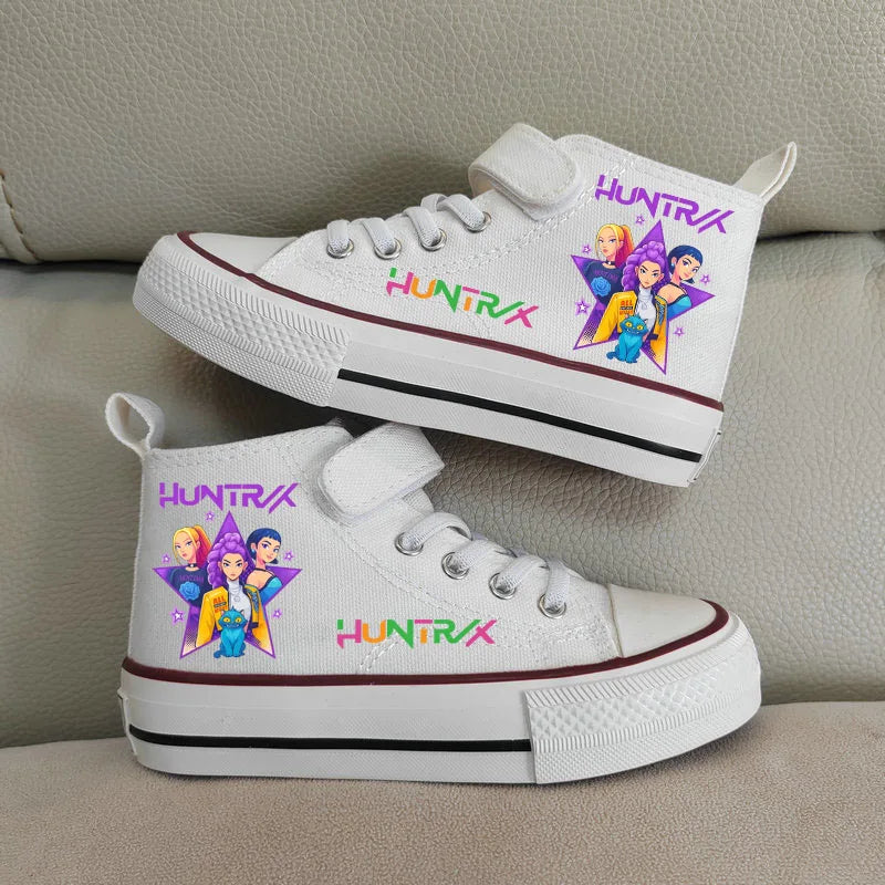 Children Casual Sneakers Girls' High-Top Canvas Shoes KPop Demon Hunters New Student Running Kids basket Shoes Rumi Tennis Shoes