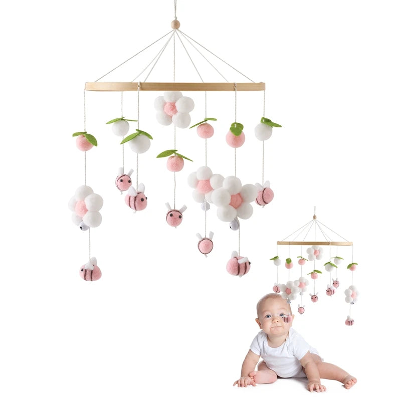 Cartoon Bee Baby Crib Mobile – Wooden Bed Bell Rattle Toy for Newborns 0-12M - I YAN