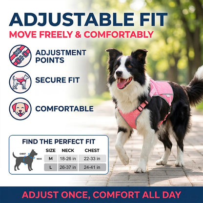 Pink I YAN dog cooling vest harness with four ice packs, providing over 180 minutes of cooling for large dogs.