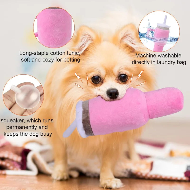 Pink Safe Squeaky Dog Cup Toy by I YAN, durable chew toy for small to large aggressive chewers, perfect for exercise and play.