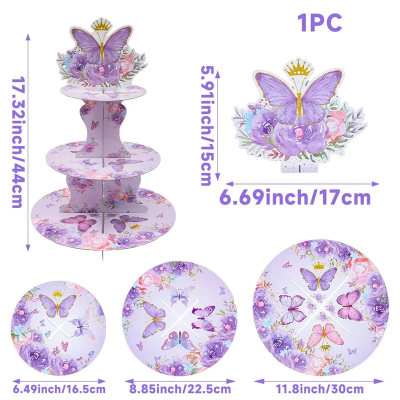 Butterfly Birthday Party Decoration Kids Girls Butterfly Party Disposable Tableware Paper Cup Plate Birthday Baby Shower Party - I YAN