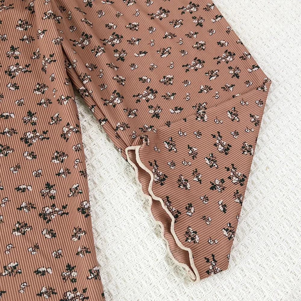 I YAN kids summer 2-piece set with flower print short sleeve T-shirt and pants, casual home clothing for boys and girls