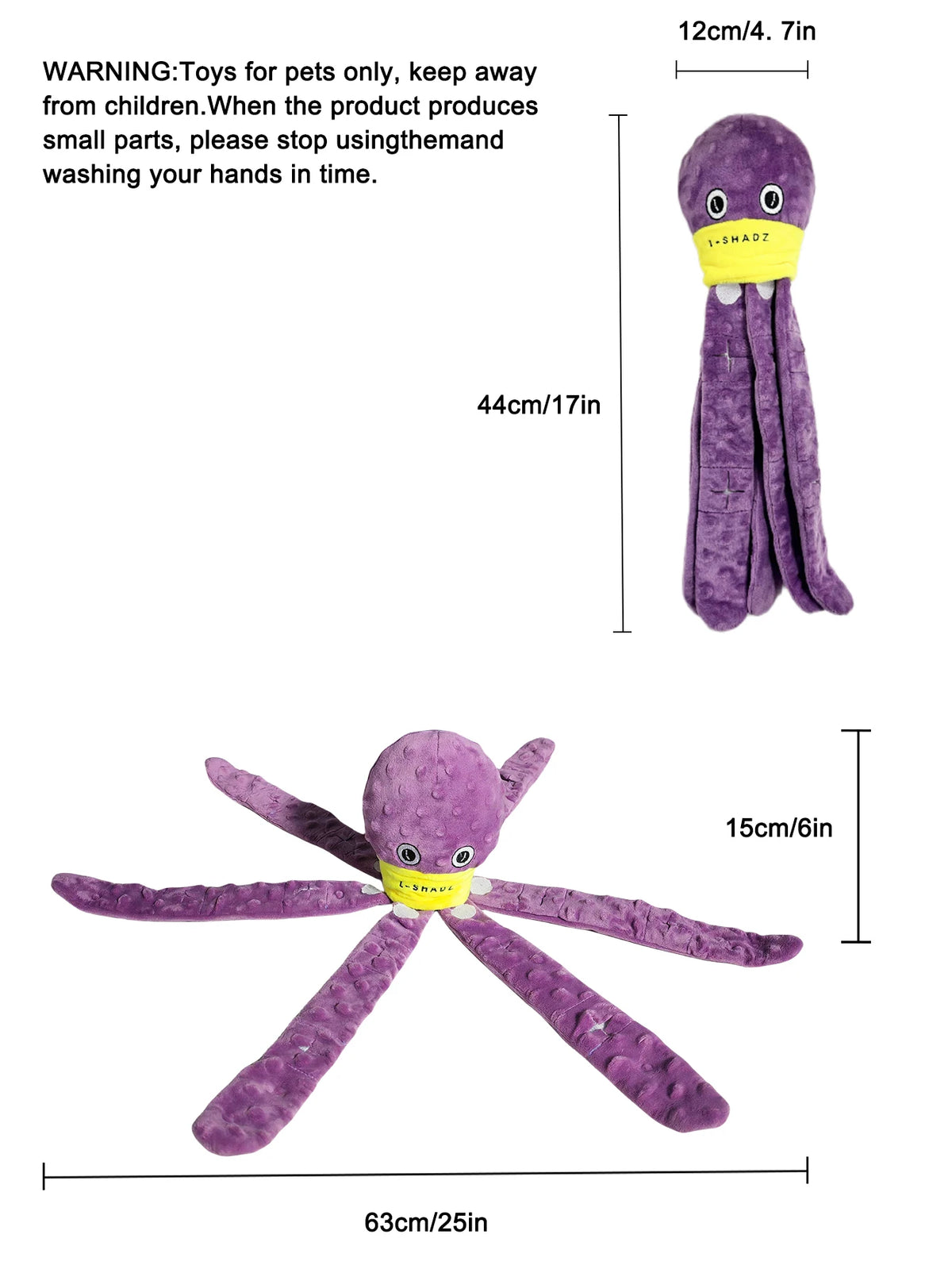 I YAN Dog Snuffle Octopus plush toy, interactive puzzle and slow feeder chew toy for dogs, with multiple fabric textures and hidden treats