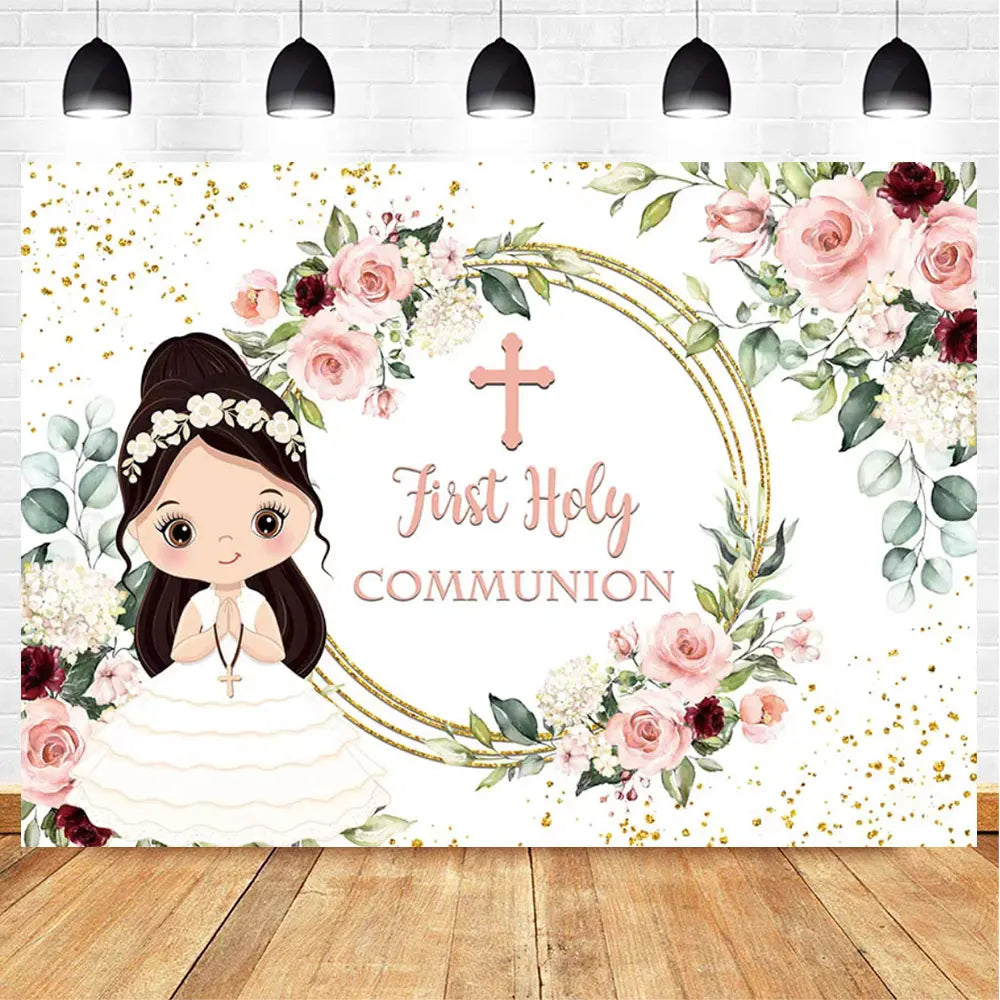 My First Communion Theme God Bless Boy Girls Party Decoration Supplie Grail God Bless Baptism Christening Baby Shower Background