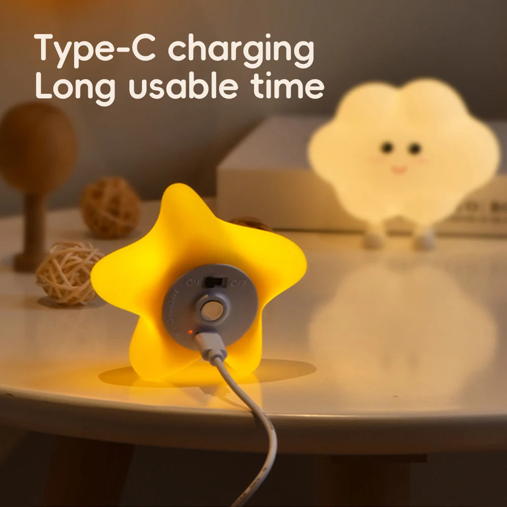 Star Moon Silicone Night Light Touch Sensor Nursery Sleeping Nightlights 3 Level Brightness Wall Light For Kids Chritmas Gift