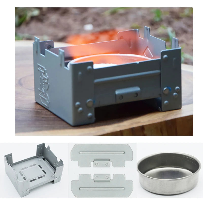 1set Camping Solid Fuel Alcohols Stove Portable Foldable Alcohol Burner Camping Equipment Hiking Picnic Cooking Supplies고체연료