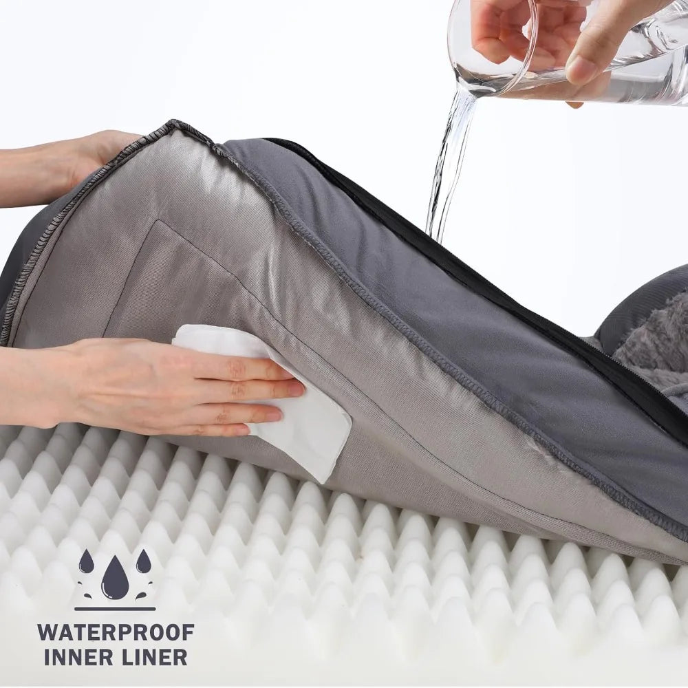 Large I YAN orthopedic dog bed with washable sofa cover, egg-crate foam, waterproof lining, and non-skid bottom for comfort and safety.