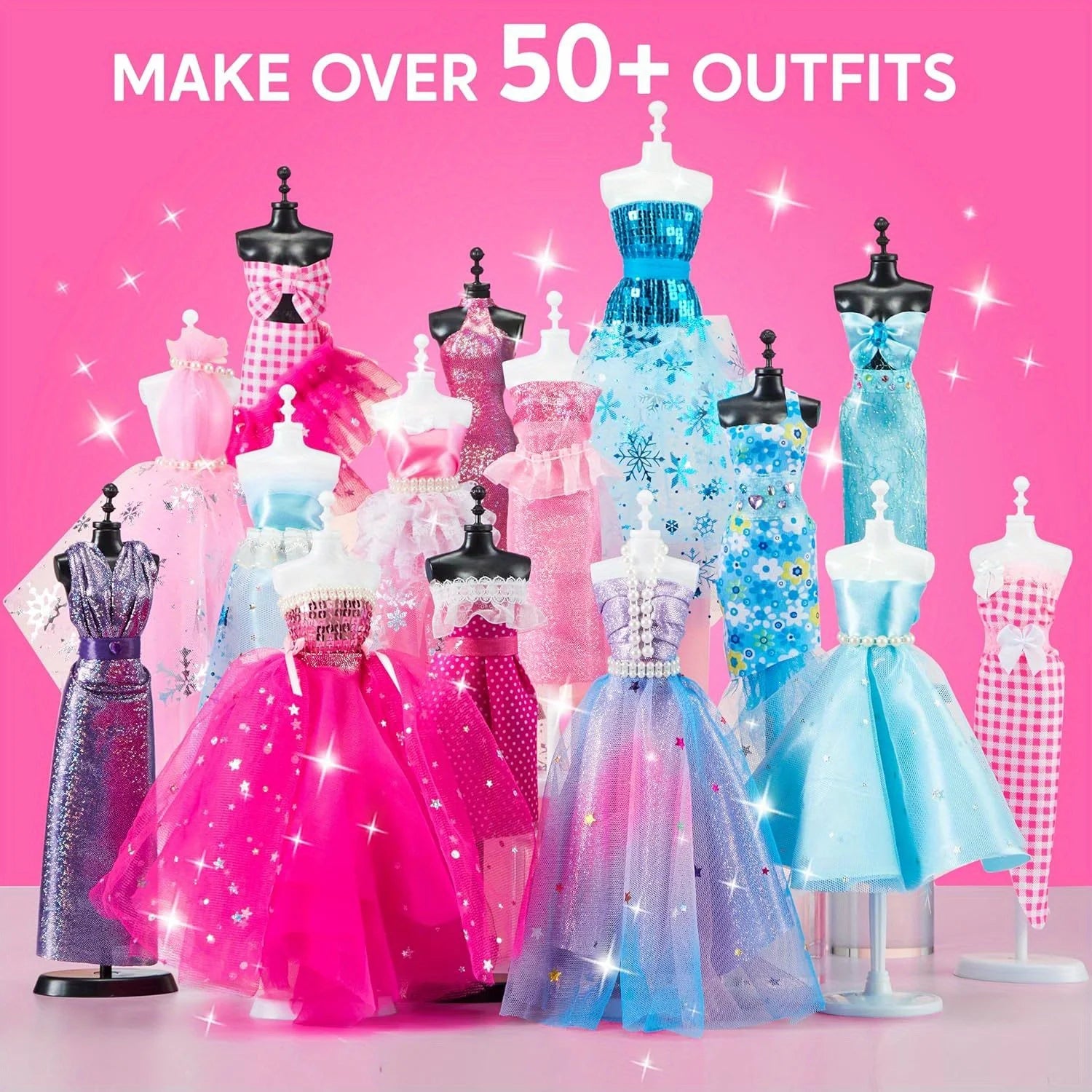 Joyfy 400+pcs fashion design craft kit for kids, includes sewing supplies and 3 mannequins, ideal for girls aged 8-12.