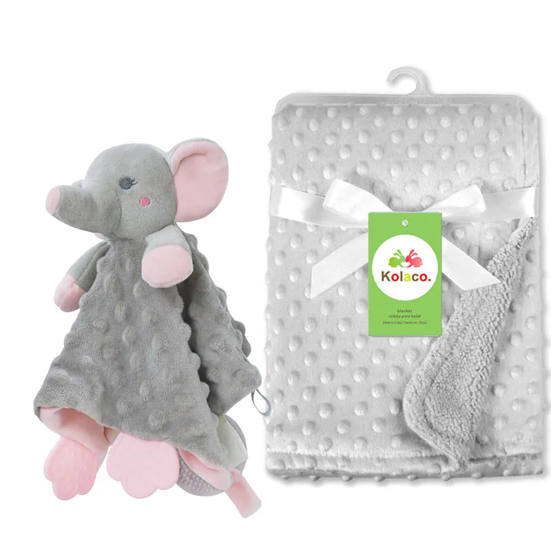 Soft I YAN personalized baby blanket and lovey set with minky dot fabric, perfect for boys and girls, ideal for baby showers