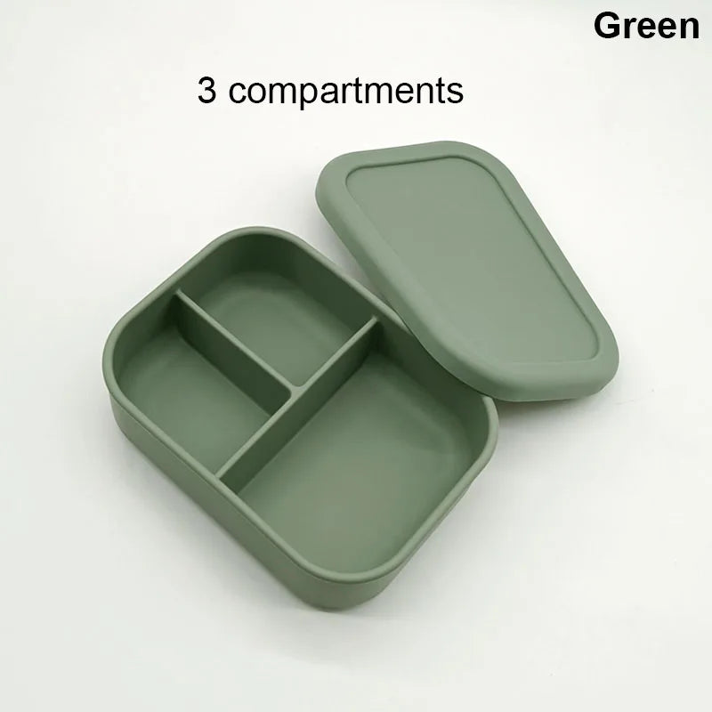 Silicone Lunch Box with 3 Compartments – Leakproof BPA Free Bento Box - I YAN