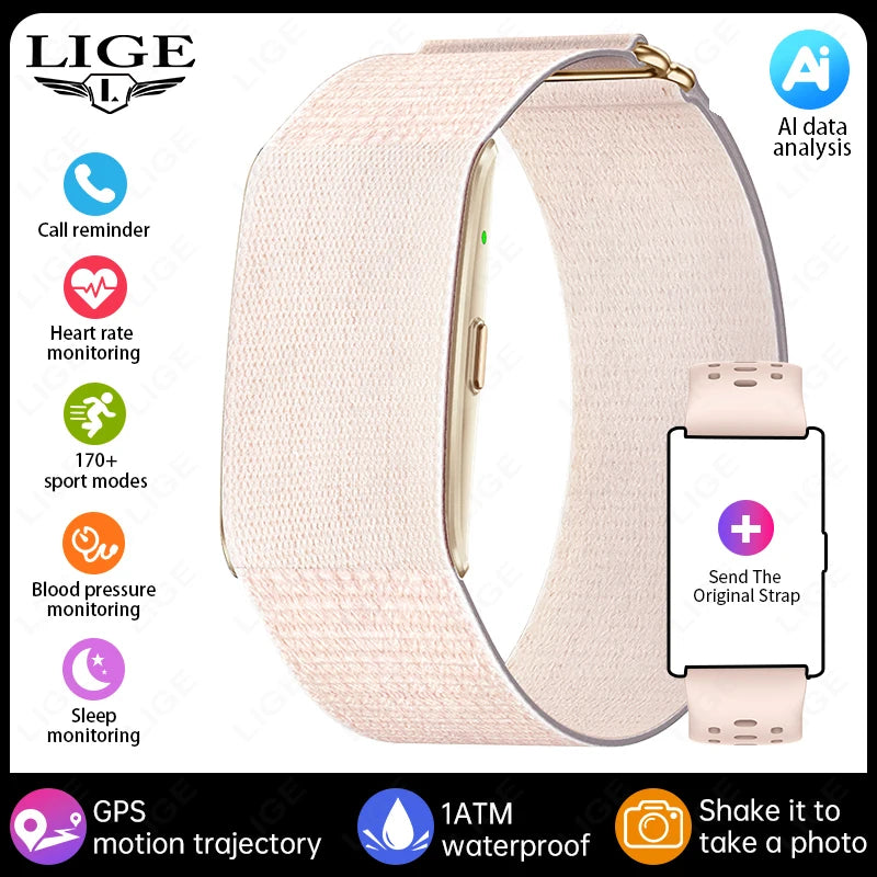 LIGE AI Health Smart Bracelet Fitness Tracker Men Women Sleep Tracking Smart Watch Heart Rate Stress Blood Pressure Monitor Band