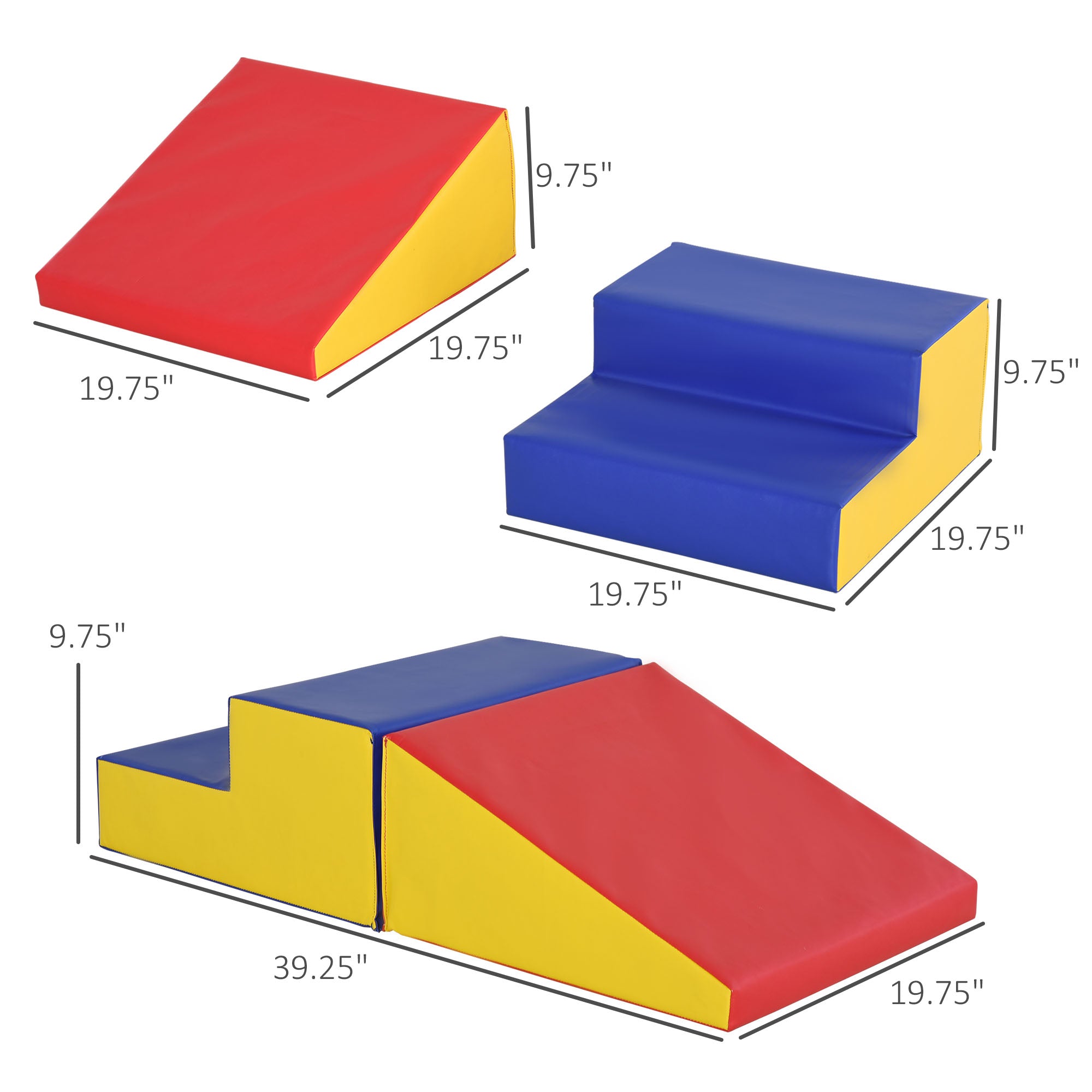 Colorful I YAN Climb & Crawl Foam Playset for toddlers, soft 2-piece preschool learning toy with cushioned surfaces for safe play.