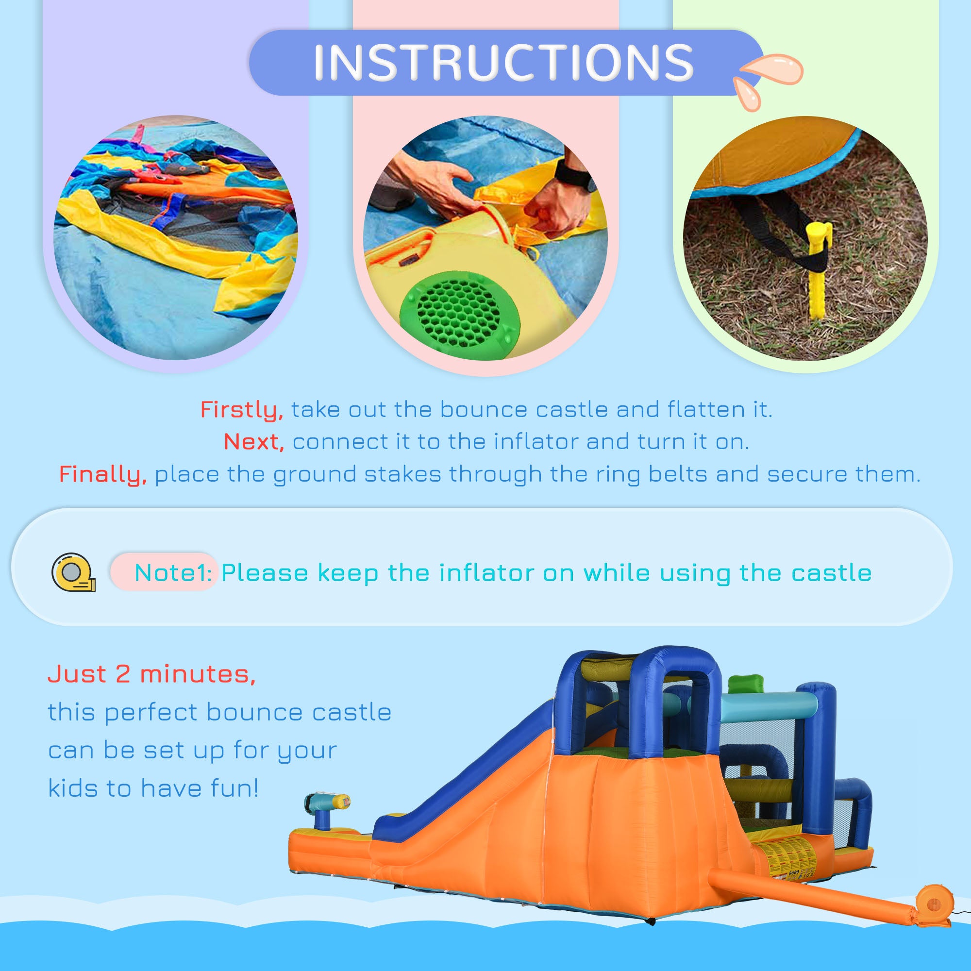 I YAN 7-in-1 water slide with climbing wall, slide pool, water cannon, basketball hoop, boxing post, and football stand for kids