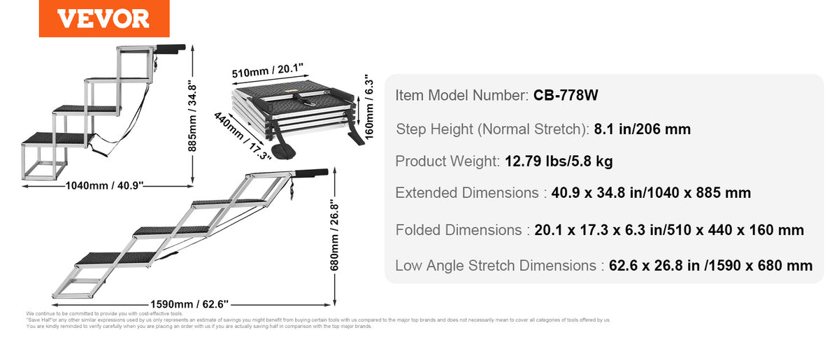 Foldable I YAN SucceBuy dog stairs for cars, lightweight aluminum pet steps suitable for SUV and truck, supports up to 150 lbs