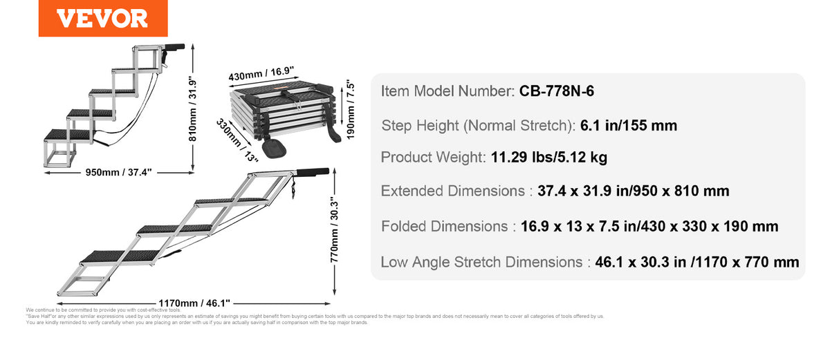 Foldable I YAN SucceBuy dog stairs with wide aluminum steps, portable pet steps for cars, SUVs, and trucks, supports 150 lbs.