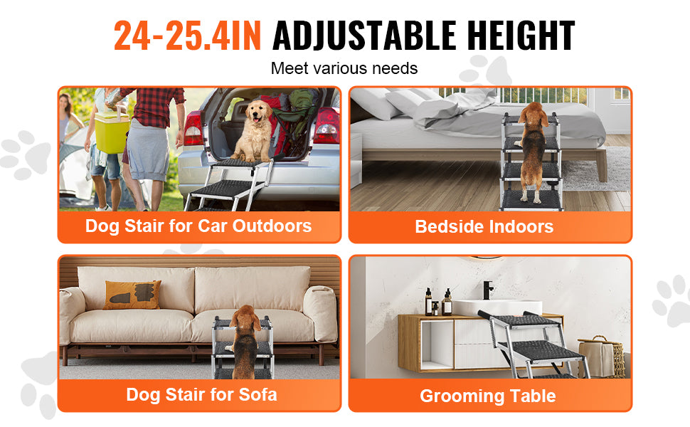 Lightweight aluminum folding dog stairs by I YAN for cars, SUVs, and trucks, supporting pets up to 150 lbs.