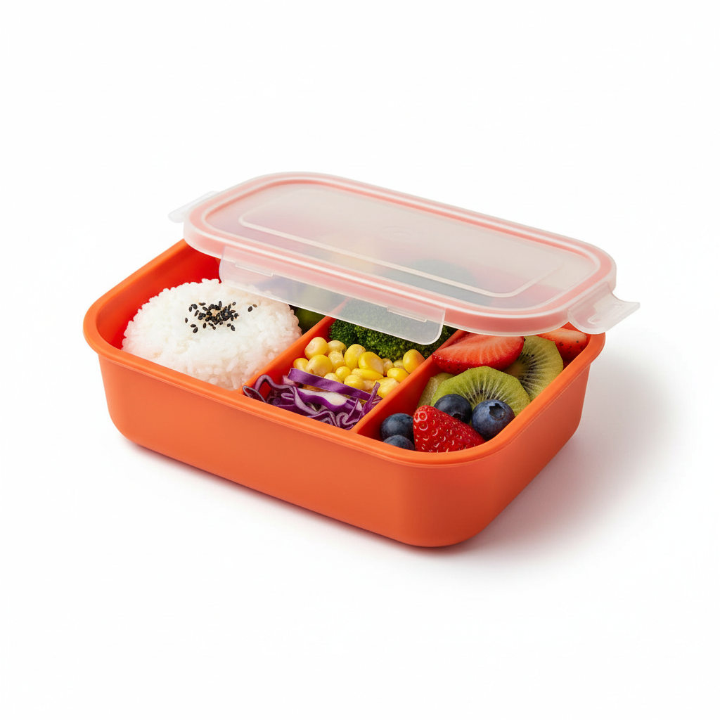 Silicone Bento Lunch Box 3 Compartments – Leakproof BPA Free Kids Food Container - I YAN